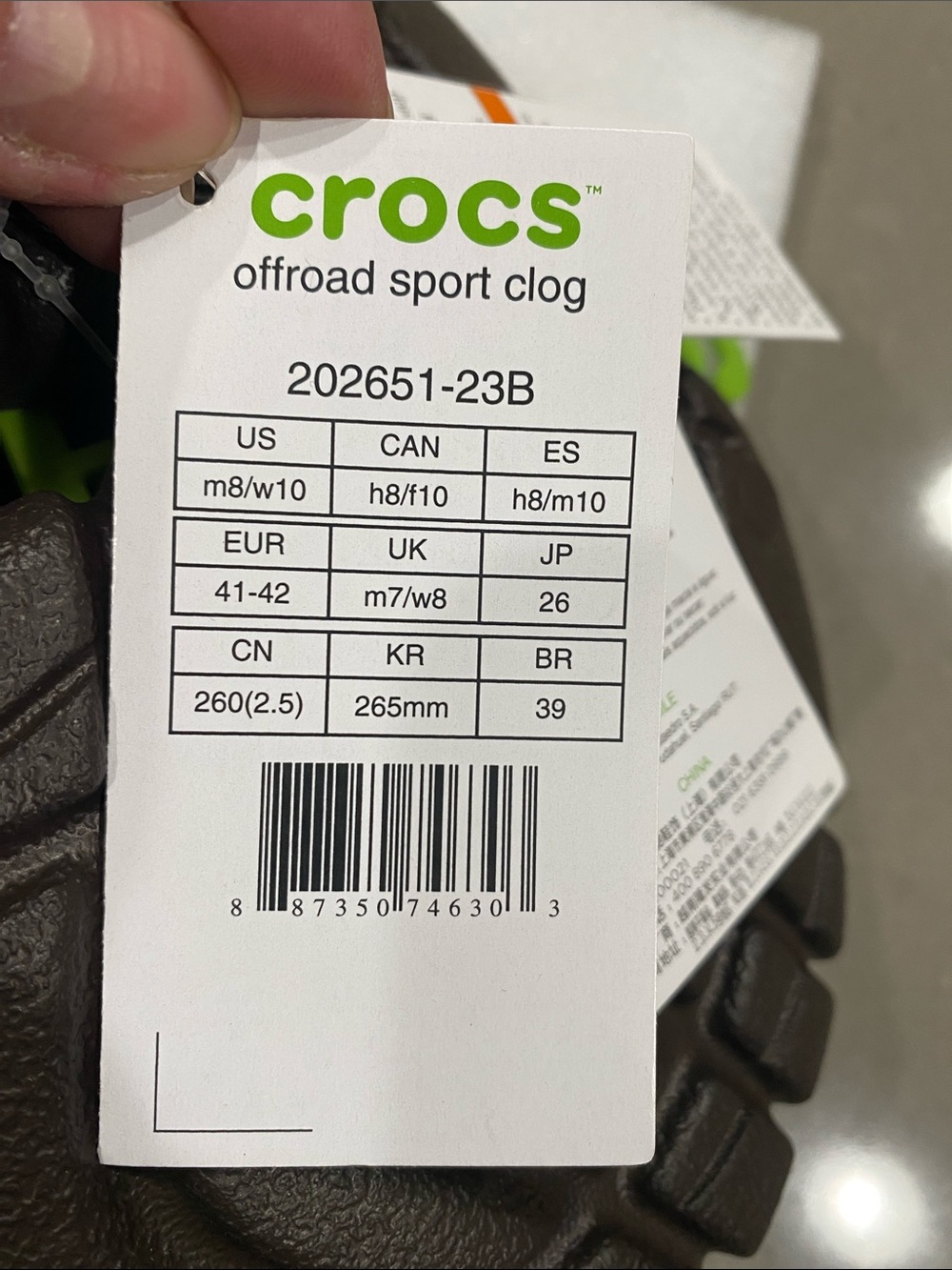 NWT crocs off-road sports clog mens 8 womens 10 brown - Picture 5 of 9